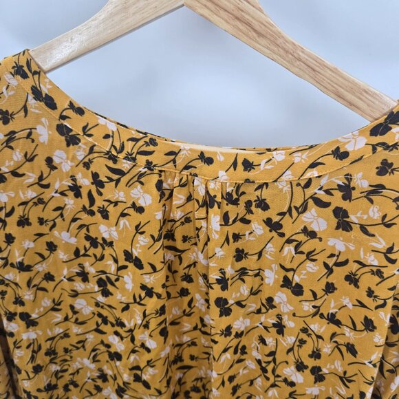 Maeve X Anthropologie Plus Yellow Floral Cheyanne Long Sleeved Lace Blouse 1x - Picture 7 of 13